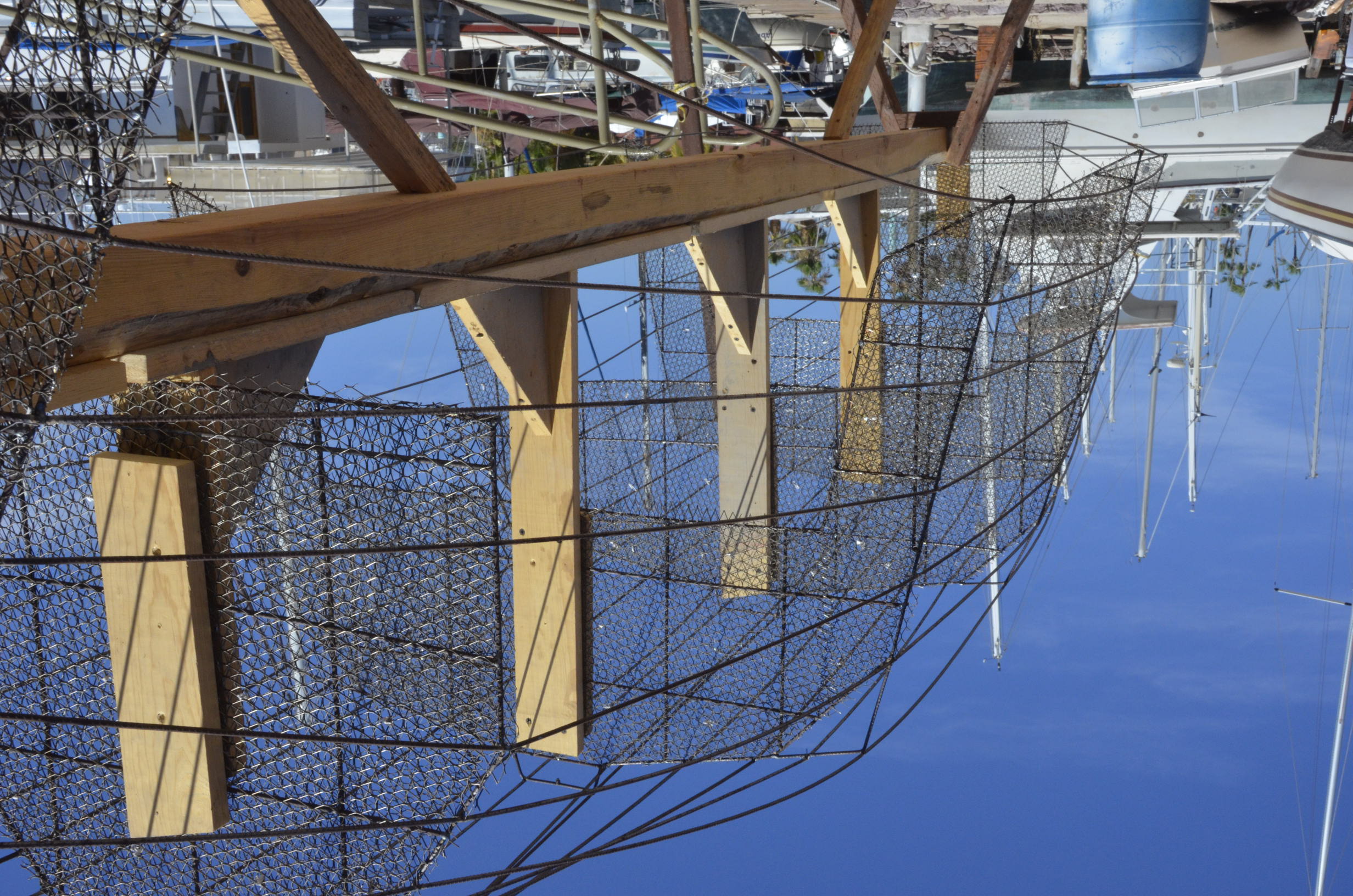 And here is the dinghy right side up, although the world is now upside down...