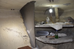 Closer view of the freshly plastered wall