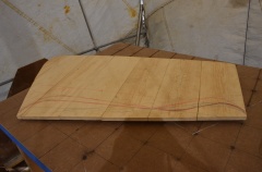 This is the process for making an armature.  The mold was removed from the support shown above.  The mold is then traced, and the armature is made on a plywood marked with a 6